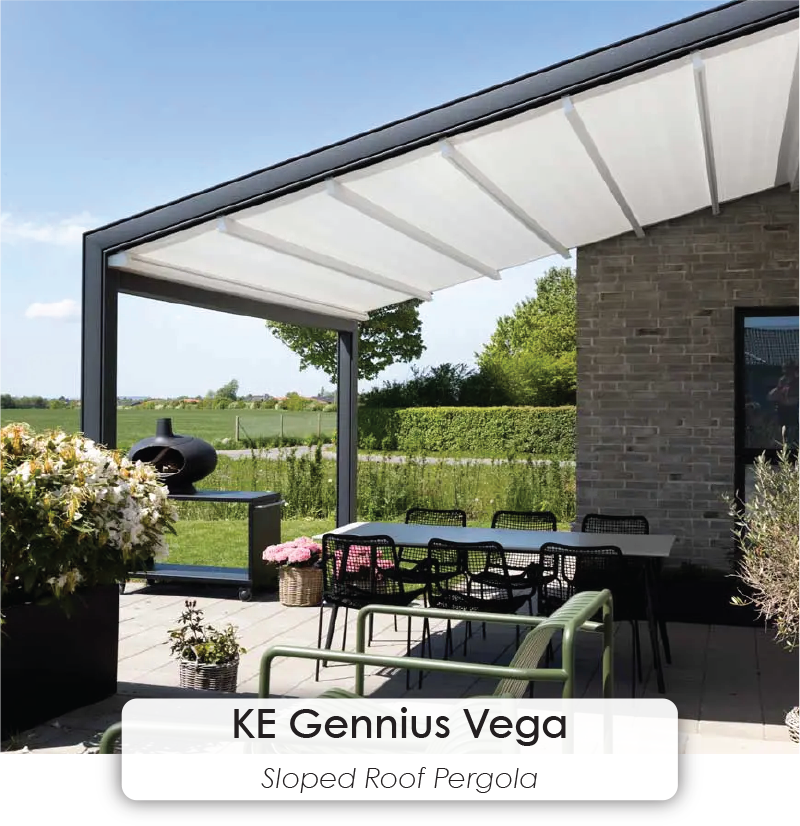 KE Gennius Vega sloped pergola roof