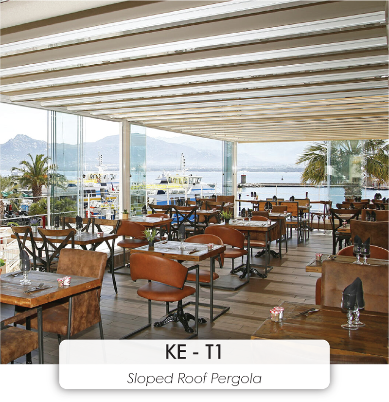 KE - T1 sloped pergola roof