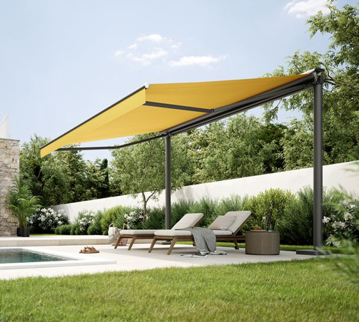 markilux syncra butterfly awning  freestanding shade 