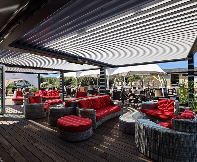 luxury outdoor seating and Louvre roof systems